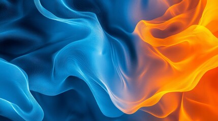 Fototapeta premium Abstract Blue and Orange Swirling Wave Pattern Digital Art Background Texture