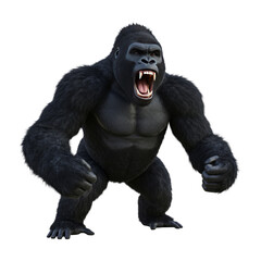 Obraz premium Digitally rendered gorilla with an aggressive expression, positioned against a simple backdrop.
