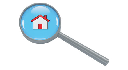 Isolated Magnifying Glass Over House Icon
