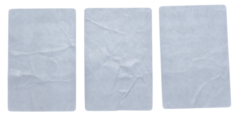 Set of white adhesive glued paper sticker label with transparent background cut out design element