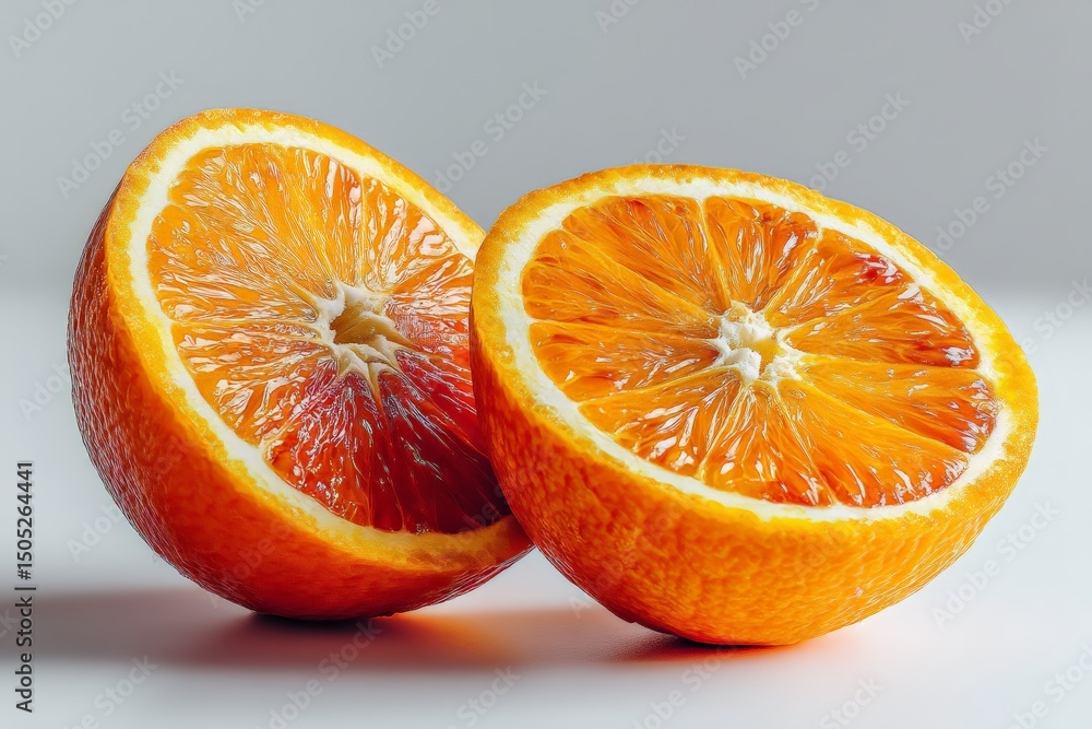 Poster slices of fresh orange showcasing vibrant color and texture in natural light