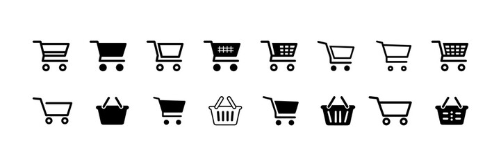 Shopping Cart Icon Set – Minimalist Retail Trolley Icons for E-commerce_02