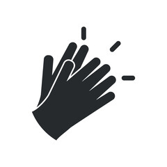 Minimalistic silhouette of two hands clapping or giving high five. Perfect for business success, congratulations, or collaboration themes. Represents unity, motivation, achievement, and teamwork.