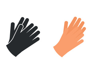 Flat vector illustration of hands clapping or giving high five, represented in both black silhouette and peach color. Perfect for teamwork, achievement, and motivation visuals.