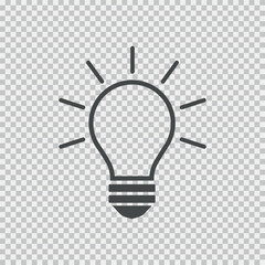 Minimalist vector icon of a light bulb symbolizing idea, creativity, and innovation. Clean line style on transparent background for versatile use in digital projects. Suitable for websites, apps.
