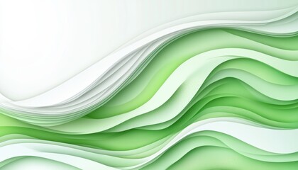 Obraz premium Abstract Green Background, Nature-Inspired Layered Design, Smooth Curves, Modern Paper Art Style