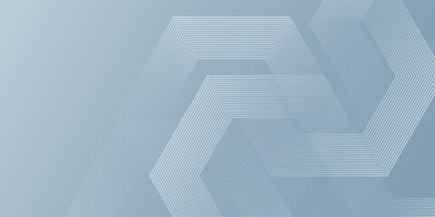 Fototapeta premium Abstract hexagon lines on gray background. Geometric stripe line art design modern