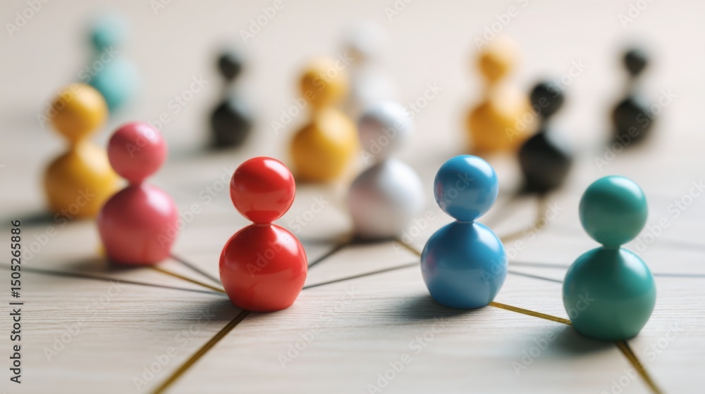 Aufkleber group of small people representing leadership alignment map concept with visual guide for effective 