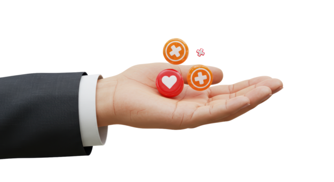 Isolated Hand With Medical Plus Icons