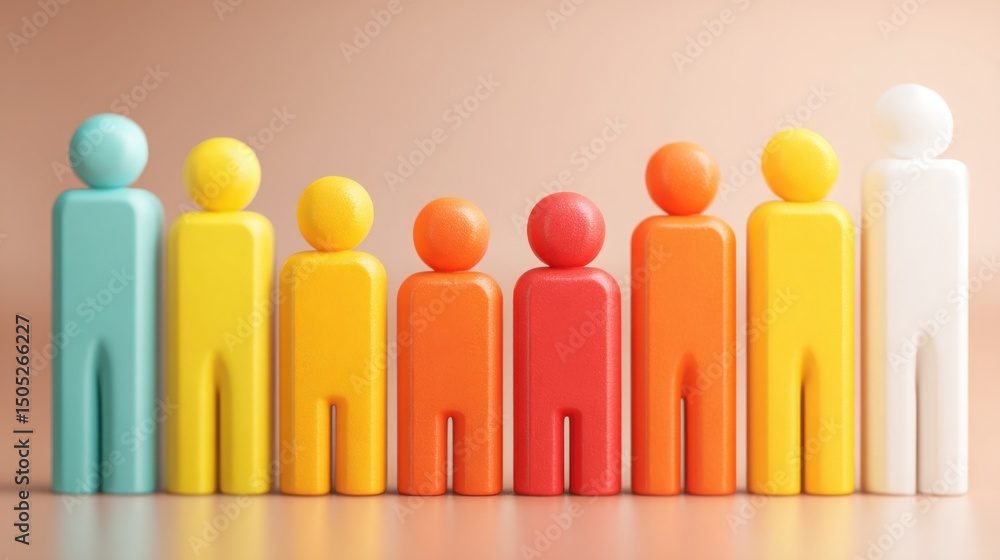 Poster comparative bar graph showing a group of people representing leadership benchmarking and performance