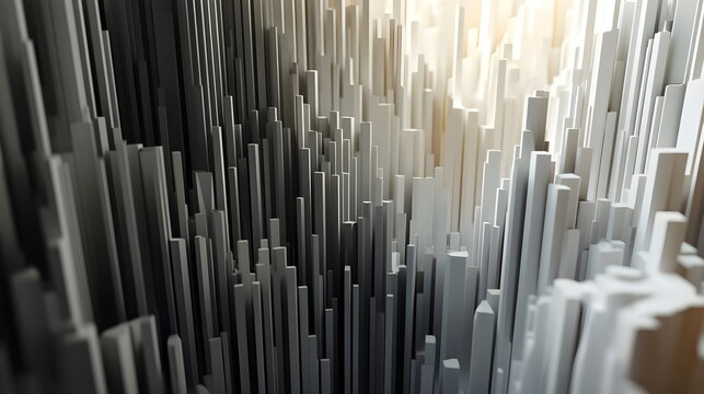 Abstract 3D background with creative modern design elements illustrating economic data and financial charts. High-quality, detailed visual for business, finance, and data analysis concepts.