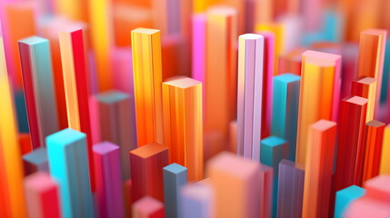 Obraz premium Abstract 3D background with creative modern design elements illustrating economic data and financial charts. High-quality, detailed visual for business, finance, and data analysis concepts.