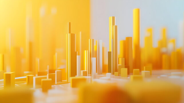 Abstract 3D background with creative modern design elements illustrating economic data and financial charts. High-quality, detailed visual for business, finance, and data analysis concepts.