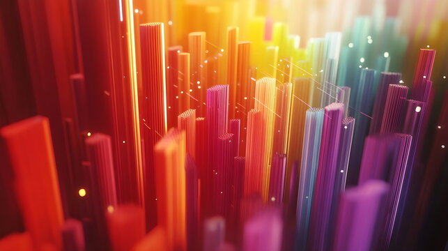 Abstract 3D background with creative modern design elements illustrating economic data and financial charts. High-quality, detailed visual for business, finance, and data analysis concepts.