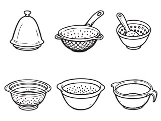 Strainer line art detailed vector illustration for kitchen use