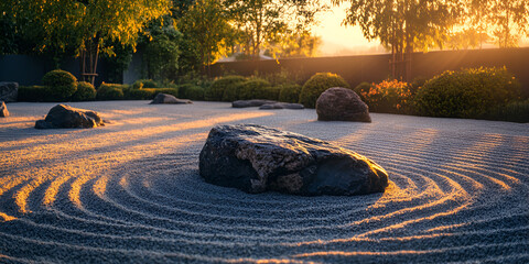 Warm Evening Glow Sunset Casting Golden Hues Over Landscape