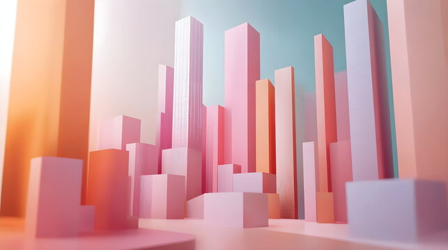 Abstract 3D background with creative modern design elements illustrating economic data and financial charts. High-quality, detailed visual for business, finance, and data analysis concepts.