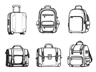 suitcase line art simple clean style travel vector