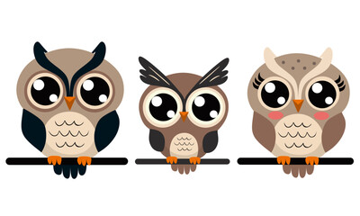 Cute Cartoon Style Owl Seamless Repeating Pattern