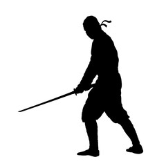 ninja warrior silhouette with katana – vector illustration	