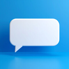 Fototapeta premium White speech cloud, bubble. 3D notification message pop-up on vivid blue background. Mock-up.