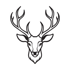 Minimalist deer head design with bold antlers outline