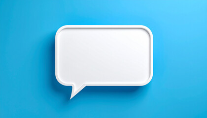 Naklejka premium White speech cloud, bubble. 3D notification message pop-up on vivid blue background. Mock-up.