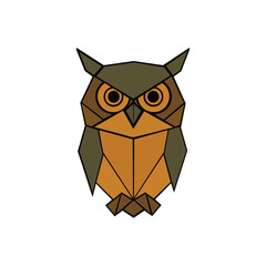 Geometric Origami Owl Icon Bold Polygonal Design for Wisdom and Mystery