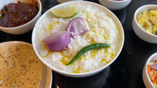 Panta Bhat, served with onion and chilly