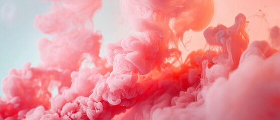 Abstract Pink and Coral Ink Swirls Fluid Art Watercolor Background Texture