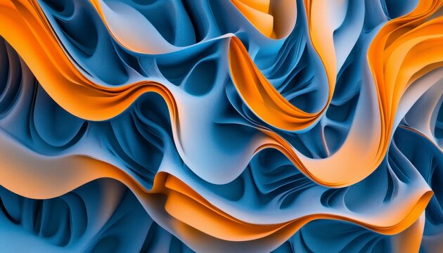 Abstract Blue and Orange Swirling 3D Render Dynamic Wave Pattern Background