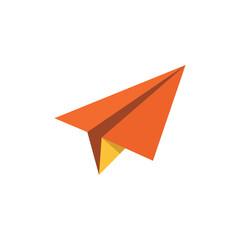 Origami Paper Airplane Icon Vibrant Orange Design for Adventure and Creativity