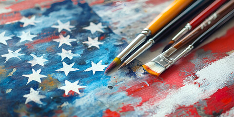 Watercolor Art Supplies American Flag Patriotic Painting Design