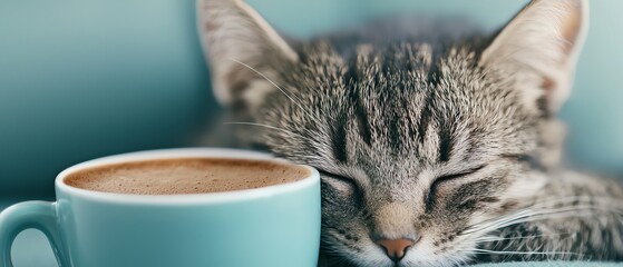 Cute animal sniffing a freshly brewed coffee, warm cozy cafe atmosphere
