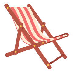 Illustration of striped beach lounger. Summer vacation symbol isolated on white background, perfect for holiday-themed travel guides, posters and designs