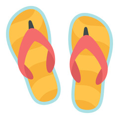 Flip flops illustration isolated on white background. Summer beach shoes design for vacation graphic