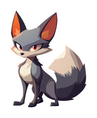 Fototapeta premium PNG Cute cartoon fox with bright eyes and bushy tail