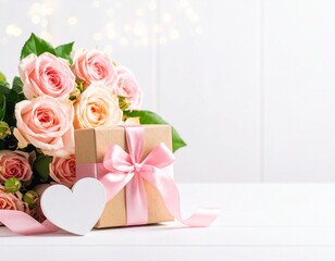 Romance celebration background for Valentine and wedding - luxury roses bouquet,
