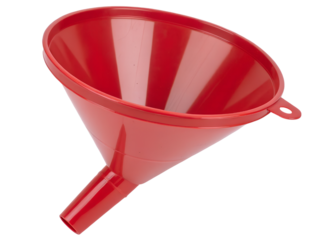Red Plastic Funnel for Liquid Transfer Isolated on transparent background, Isolated Png file, Cut-out, Isolate Png, No Background, Isolated object