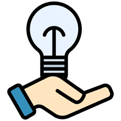Hand Bulb Icon, Flat Design Style Icon Icon Symbol