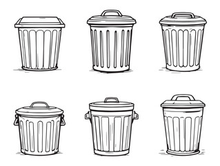 Trash can line art outline for professional design needs