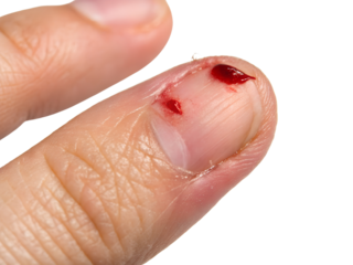 Closeup of Finger Cut with Blood Isolated on transparent background, Isolated Png file, Cut-out, Isolate Png, No Background, Isolated object