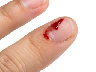 Closeup of Finger Cut with Blood Isolated on transparent background, Isolated Png file, Cut-out, Isolate Png, No Background, Isolated object