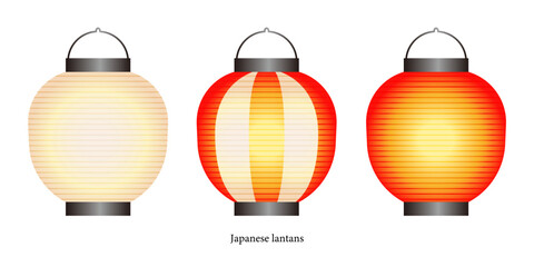 提灯のイラスト素材セット ベクター 日本 お祭り 白背景