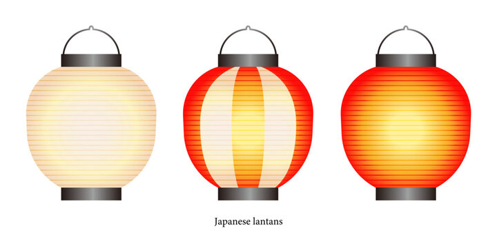 提灯のイラスト素材セット ベクター 日本 お祭り 白背景