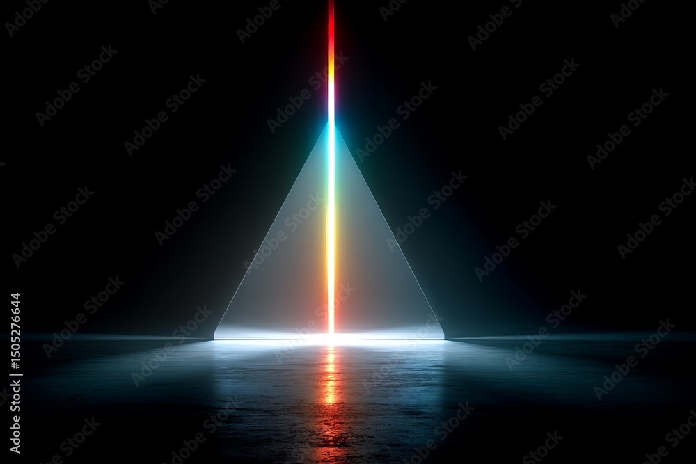 Aufkleber colorful light beam passing through a triangular prism in a dark setting
