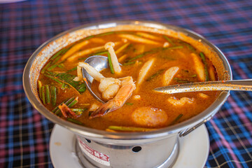 Tom Yum Kung Hot Pot in a Seaside Restaurant, Phuket
