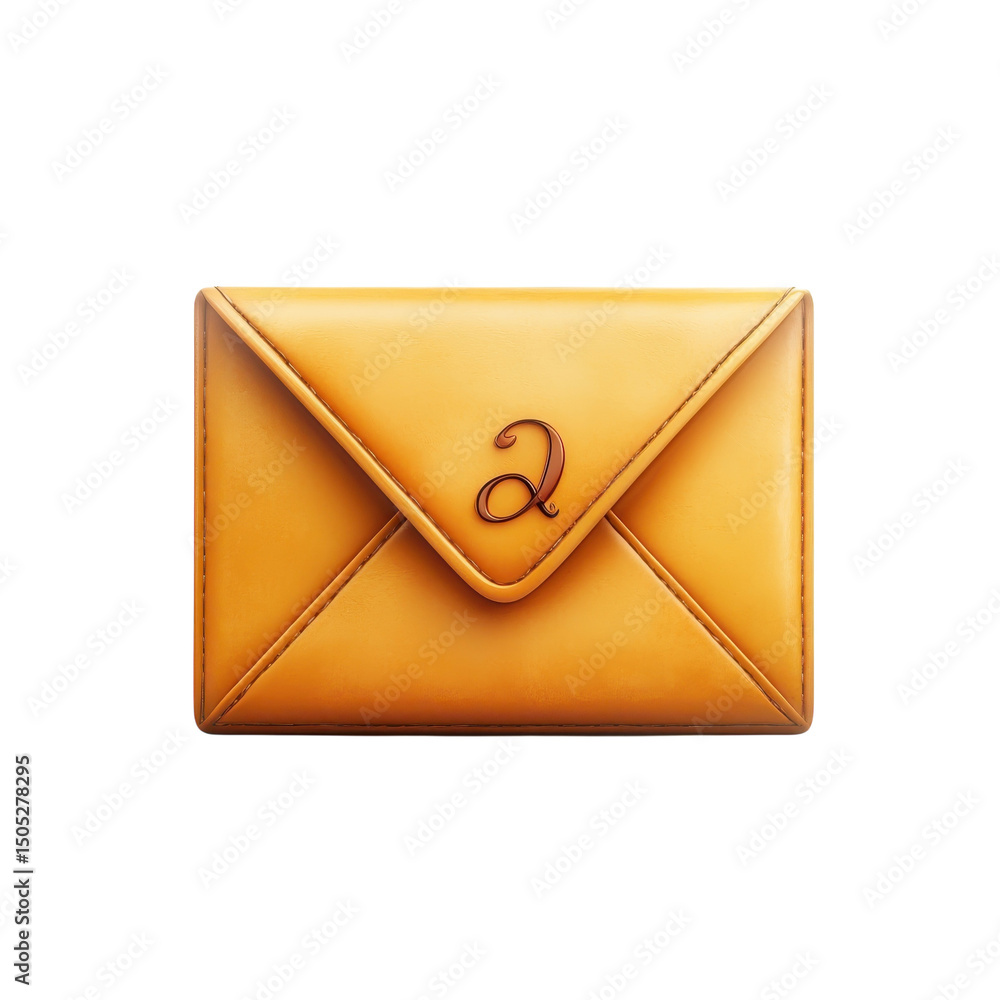 Poster an inviting golden envelope symbolizing connection and cherished on transparent background