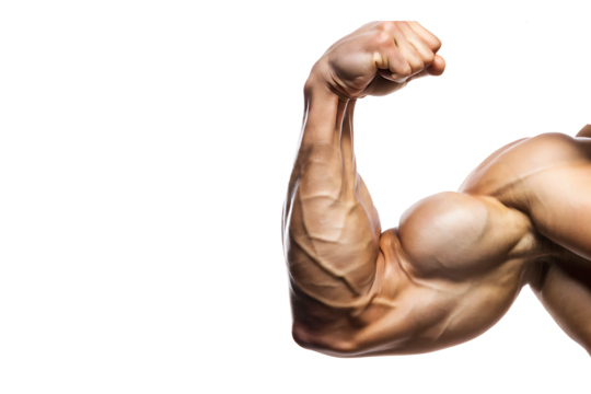 Muscular arm flexed isolated on white background png ai generated isolated on a white background
