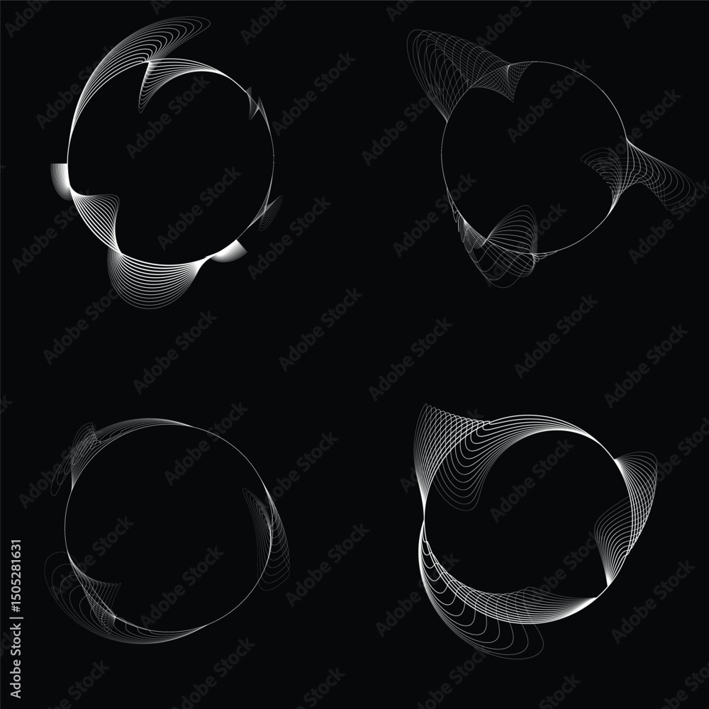 Fototapete lines in circle form . rotate rounded shape vector illustration .rotating circles form a ring.rotati